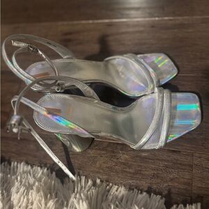 Sam Edelman Silver Holographic Heels